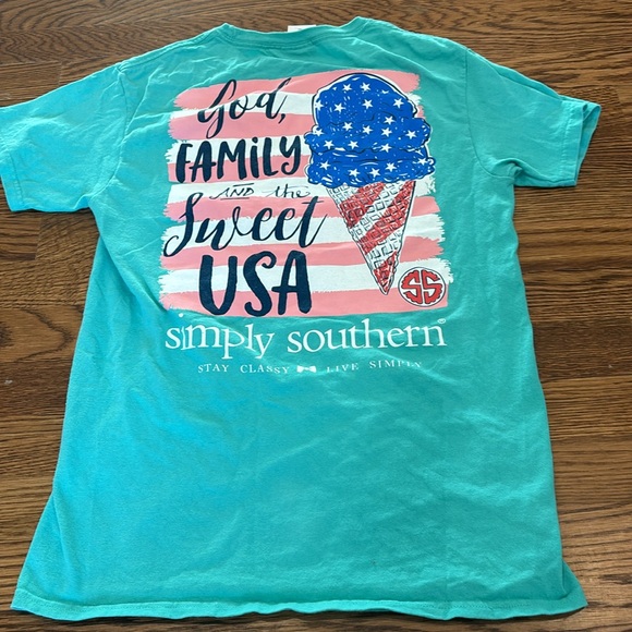Simply Southern God, Family, and the USA Tee - size S - color: turquoise - Picture 3 of 3